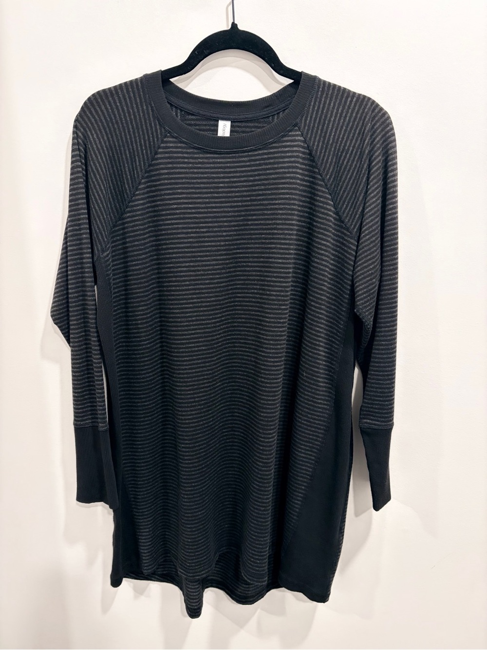 Ideology Black and Gray Stripe Tunic Top - Size 1X